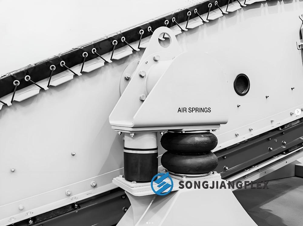 Conveyor equipped with air springs