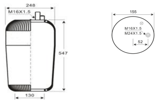 1V6025SA AV Series Trailer Air Spring