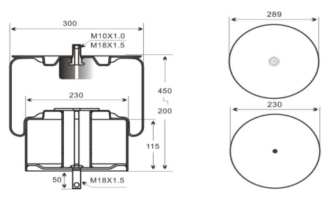 1V6008 AV Series Trailer Air Spring