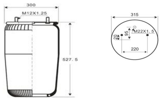 1V7529SA AV Series Trailer Air Spring