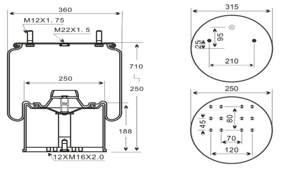 1V6013 AV Series Trailer Air Spring