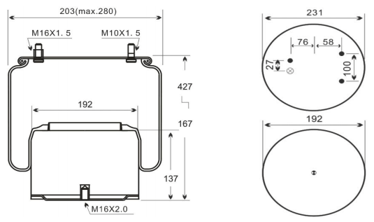 1V6014 AV Series Trailer Air Spring