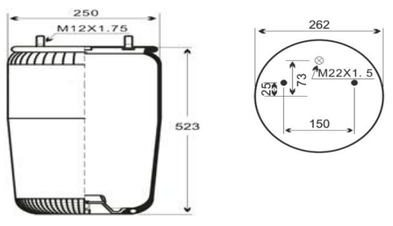1V8620SA rubber air spring, compatible replacement for Firestone W01-M58-8620, industrial heavy-duty air suspension component.