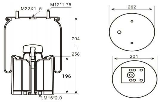 Rubber air spring 1V8622, replacement for Granning 16918, heavy-duty truck suspension component