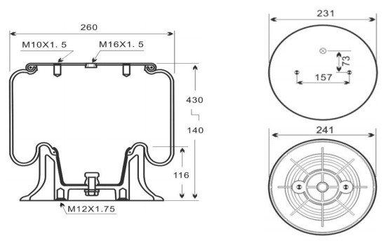 1V6251 air spring, replacement for Firestone W01-M58-6251, heavy duty rubber air suspension spring for truck and industrial vibration isolation