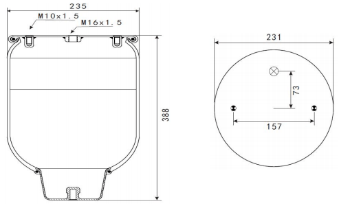 High-quality 1V6251SA Rubber Air Spring, designed as a reliable replacement for heavy-duty truck suspension systems, ensuring vibration and shock absorption for improved vehicle stability.