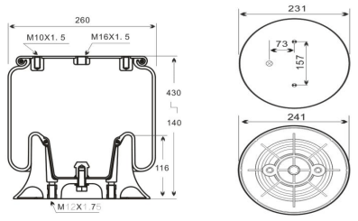 1V6254 Rubber Air Spring, Firestone W01-M58-6254 Compatible, Heavy-Duty Air Suspension Part