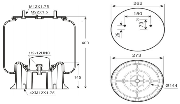 1V 8620SA rubber air spring replacement compatible with Firestone W01-M58-8643 for heavy-duty trucks