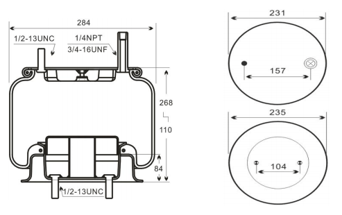 1V9422 rubber air spring for heavy-duty truck suspension, compatible with Firestone W01-358-9422