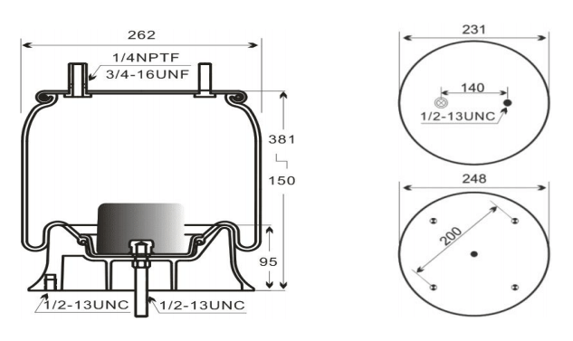 1V8203 air spring replacing Firestone W01-358-8203 for BPW trailer suspension system