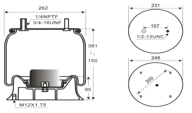 1V8646 air spring compatible with Firestone W01-358-8646 used in BPW trailer suspension systems