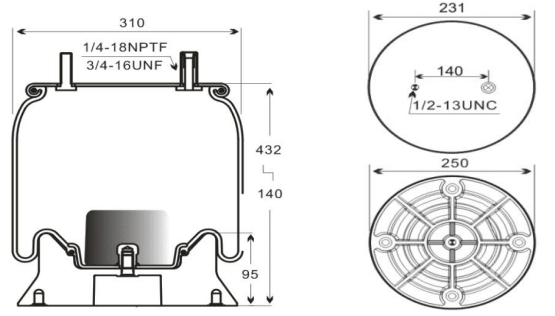 1V 8802 rubber air spring replacement compatible with Firestone W01-358-8802 for commercial vehicle suspension systems